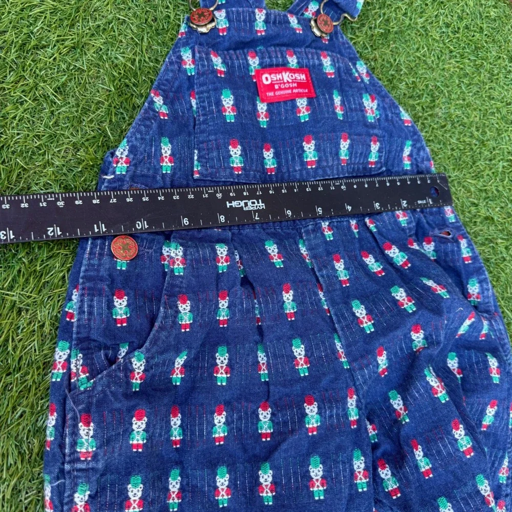 Vtg Oshkosh B'gosh Vestbak Overalls‎ Size 4T Blue Christmas Toy Soldiers USA